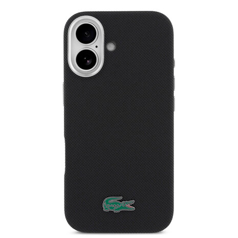 Lacoste Lacoste iPhone 16 Back-Cover hul - MagSafe - Metal Edges - Iconic Petit Pique Logo - Schwarz