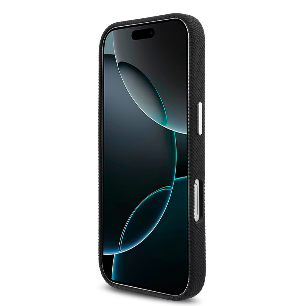 Lacoste Lacoste iPhone 16 Back-Cover hul - MagSafe - Metal Edges - Iconic Petit Pique Logo - Schwarz