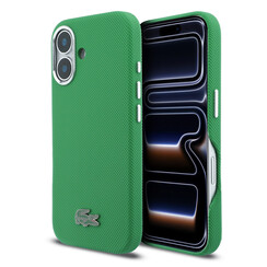 Lacoste iPhone 16 Backcover hoesje - MagSafe - Metal Edges - Iconic Petit Pique Logo - Estragon Green