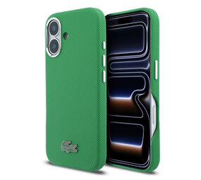 Lacoste Lacoste iPhone 16 Back-Cover hul - MagSafe - Metal Edges - Iconic Petit Pique Logo - Estragon Green