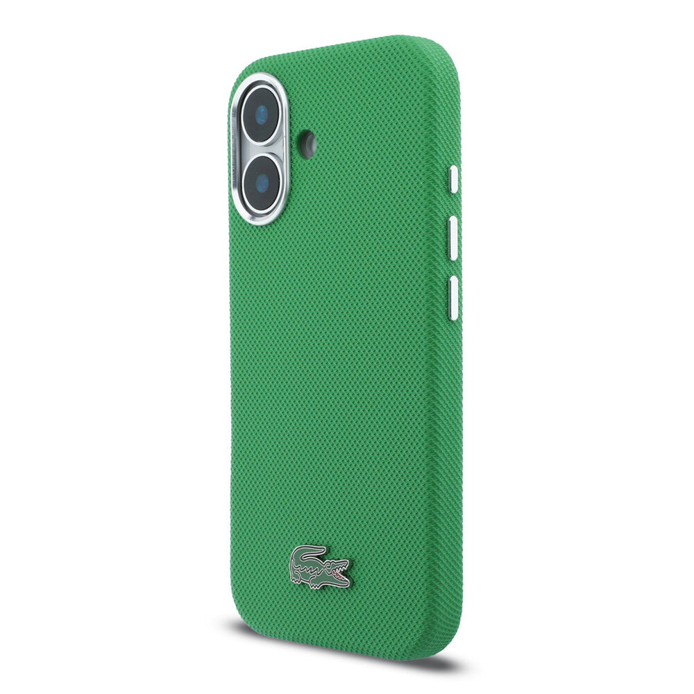 Lacoste Lacoste iPhone 16 Back cover coque - Estragon Green - MagSafe - Metal Edges - Iconic Petit Pique Logo