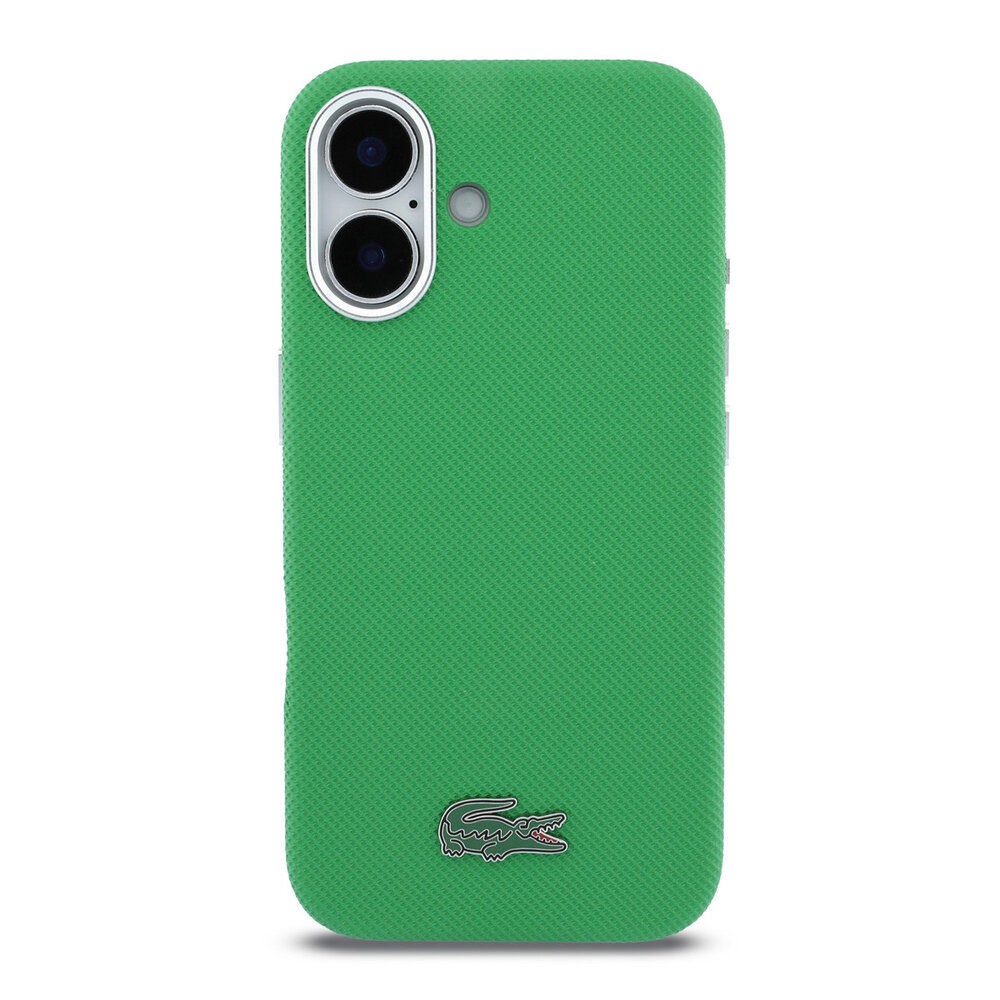 Lacoste Lacoste iPhone 16 Back-Cover hul - MagSafe - Metal Edges - Iconic Petit Pique Logo - Estragon Green