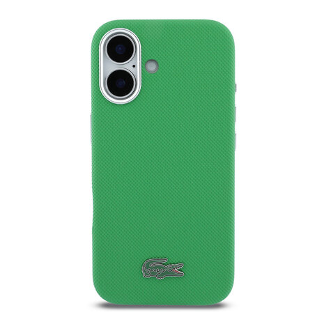 Lacoste Lacoste iPhone 16 Back-Cover hul - MagSafe - Metal Edges - Iconic Petit Pique Logo - Estragon Green