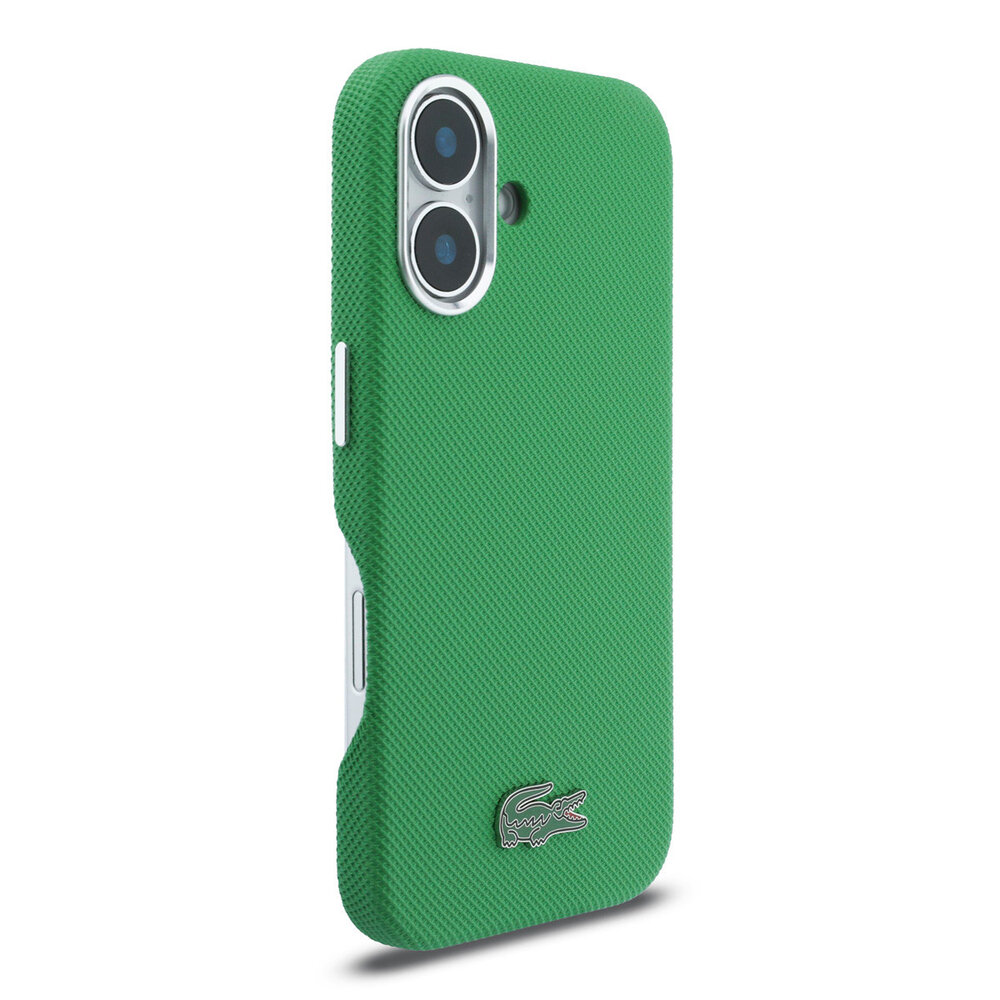 Lacoste Lacoste iPhone 16 Back cover coque - Estragon Green - MagSafe - Metal Edges - Iconic Petit Pique Logo