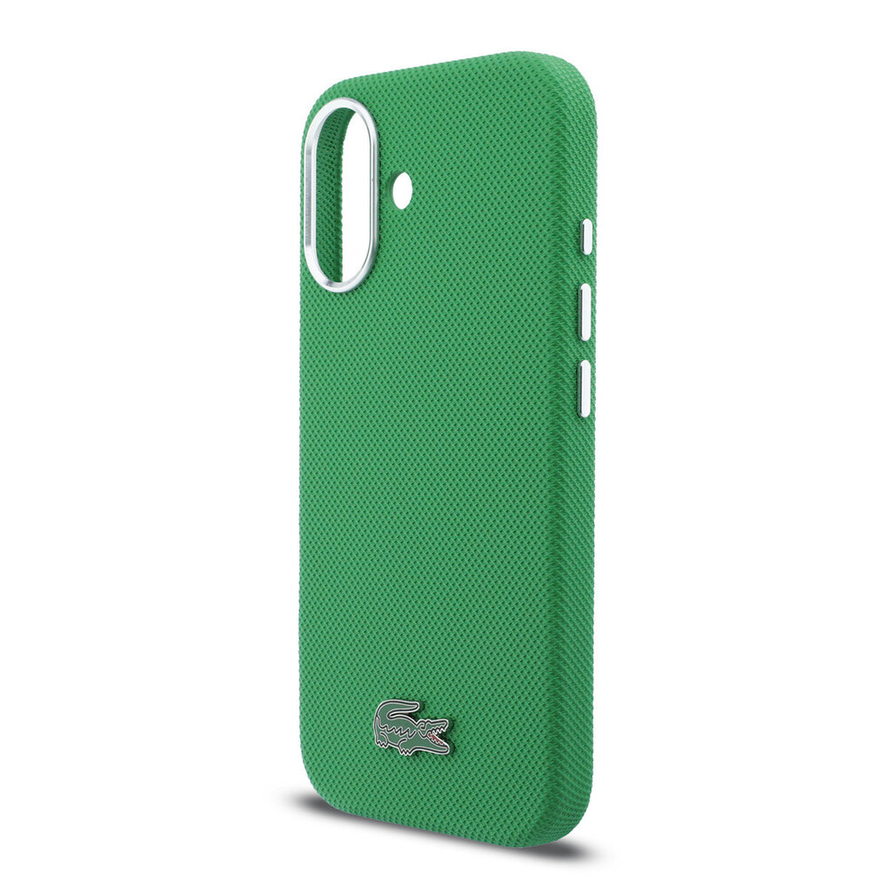 Lacoste Lacoste iPhone 16 Back cover case - MagSafe - Metal Edges - Iconic Petit Pique Logo - Estragon Green