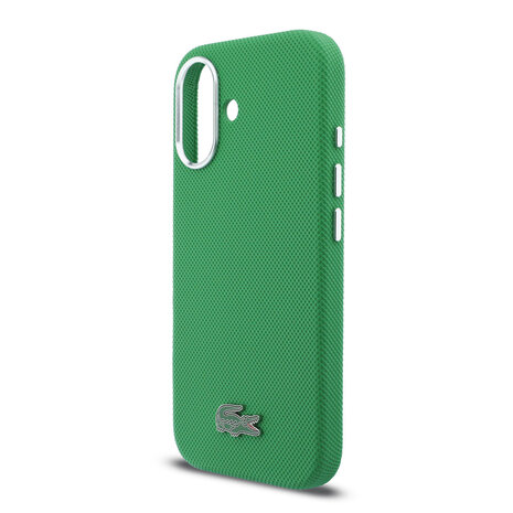 Lacoste Lacoste iPhone 16 Back cover coque - Estragon Green - MagSafe - Metal Edges - Iconic Petit Pique Logo