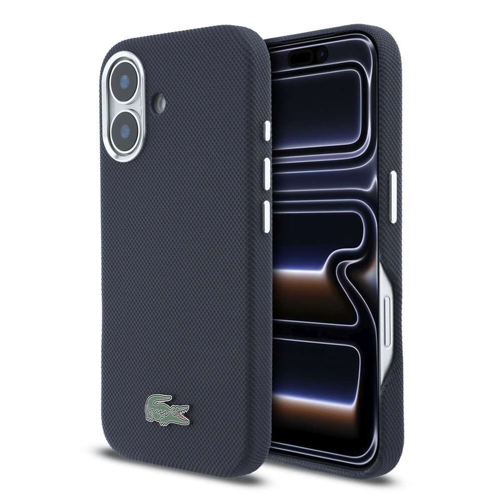 Lacoste Lacoste iPhone 16 Back-Cover hul - MagSafe - Metal Edges - Iconic Petit Pique Logo - Navy
