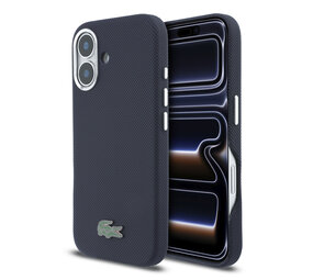 Lacoste Lacoste iPhone 16 Back-Cover hul - MagSafe - Metal Edges - Iconic Petit Pique Logo - Navy