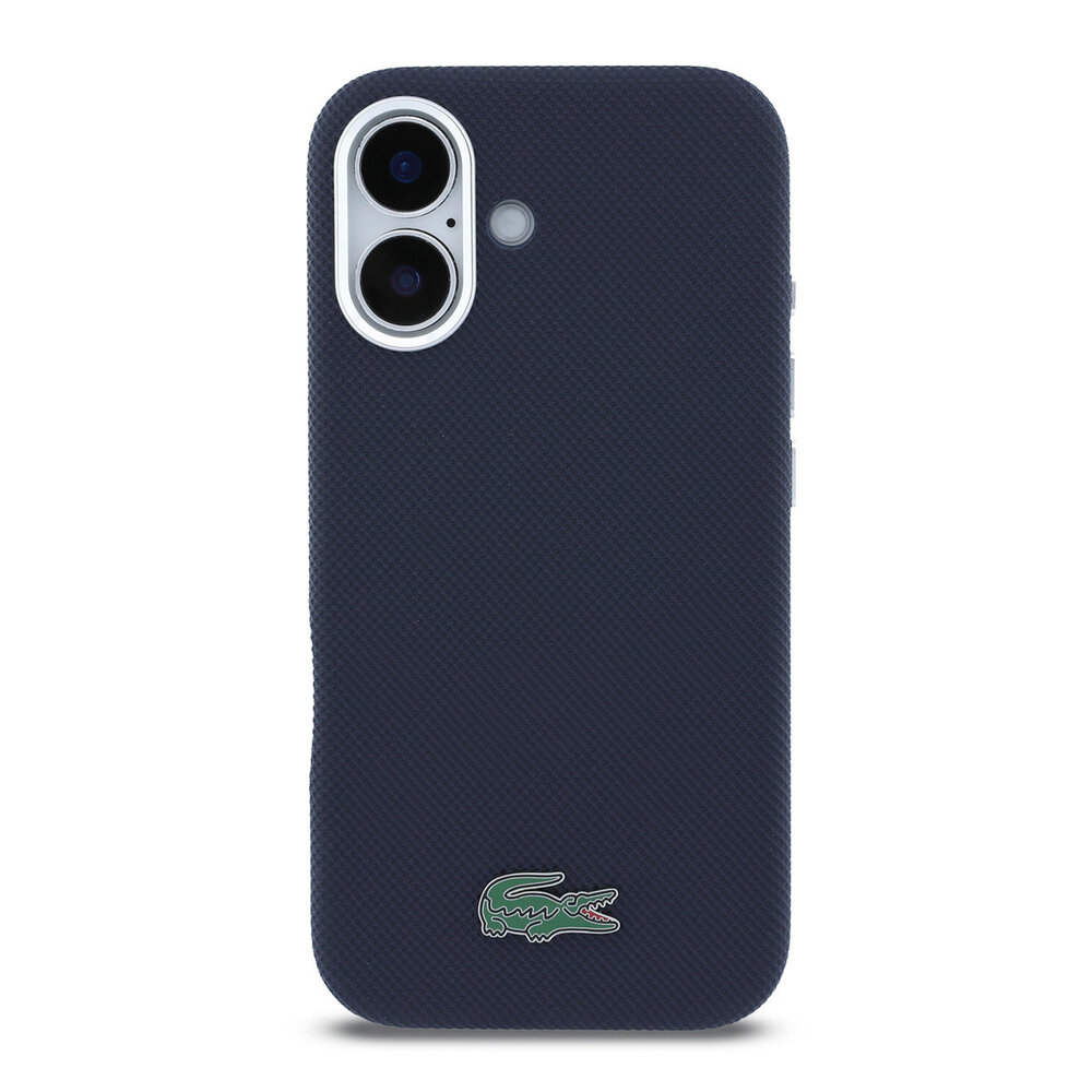 Lacoste Lacoste iPhone 16 Back cover coque - Navy - MagSafe - Metal Edges - Iconic Petit Pique Logo