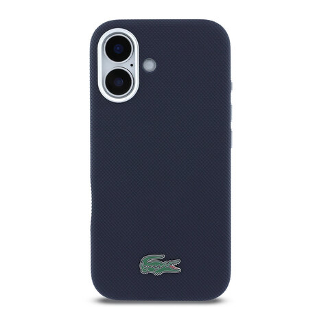 Lacoste Lacoste iPhone 16 Back cover case - MagSafe - Metal Edges - Iconic Petit Pique Logo - Navy
