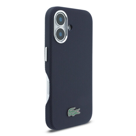Lacoste Lacoste iPhone 16 Back cover case - MagSafe - Metal Edges - Iconic Petit Pique Logo - Navy