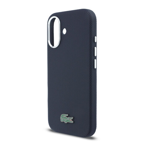 Lacoste Lacoste iPhone 16 Back cover case - MagSafe - Metal Edges - Iconic Petit Pique Logo - Navy