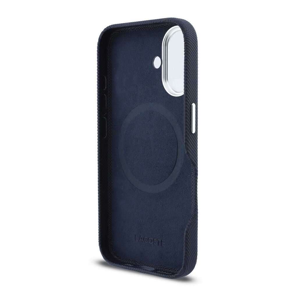 Lacoste Lacoste iPhone 16 Back-Cover hul - MagSafe - Metal Edges - Iconic Petit Pique Logo - Navy