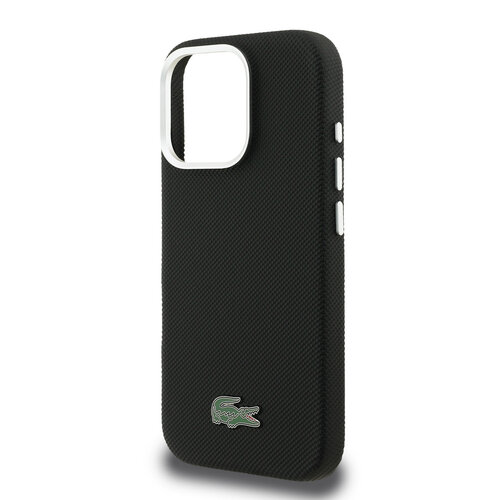 Lacoste Lacoste iPhone 16 Pro Max Back cover coque - Noir - MagSafe - Metal Edges - Iconic Petit Pique Logo