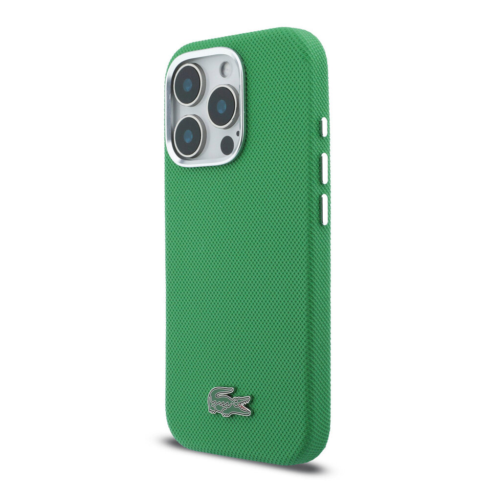 Lacoste Lacoste iPhone 16 Pro Max Back cover case - MagSafe - Metal Edges - Iconic Petit Pique Logo - Estragon Green