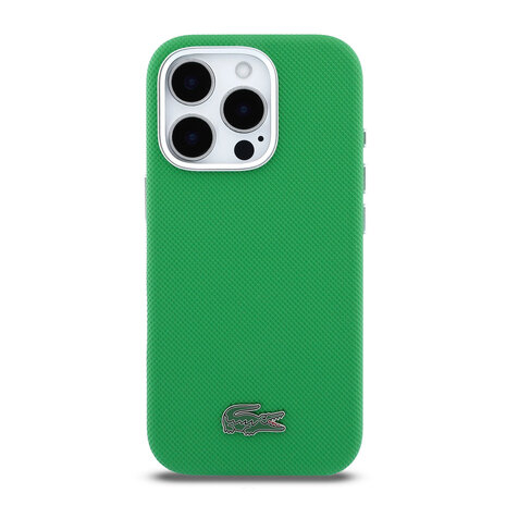 Lacoste Lacoste iPhone 16 Pro Max Backcover hoesje - MagSafe - Metal Edges - Iconic Petit Pique Logo - Estragon Green Lacoste Lacoste iPhone 16 Pro Max Backcover hoesje - MagSafe - Metal Edges - Iconic Petit Pique Logo - Estragon Green