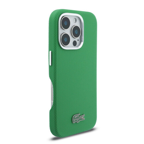 Lacoste Lacoste iPhone 16 Pro Max Back cover coque - Estragon Green - MagSafe - Metal Edges - Iconic Petit Pique Logo