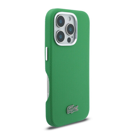 Lacoste Lacoste iPhone 16 Pro Max Back cover case - MagSafe - Metal Edges - Iconic Petit Pique Logo - Estragon Green
