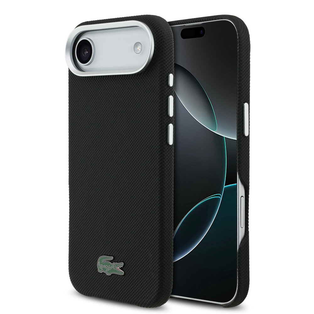 Lacoste Lacoste iPhone 17 Air Back cover case - MagSafe - Metal Edges - Iconic Petit Pique Logo - Black