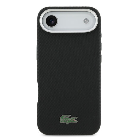 Lacoste Lacoste iPhone 17 Air Backcover hoesje - MagSafe - Metal Edges - Iconic Petit Pique Logo - Zwart