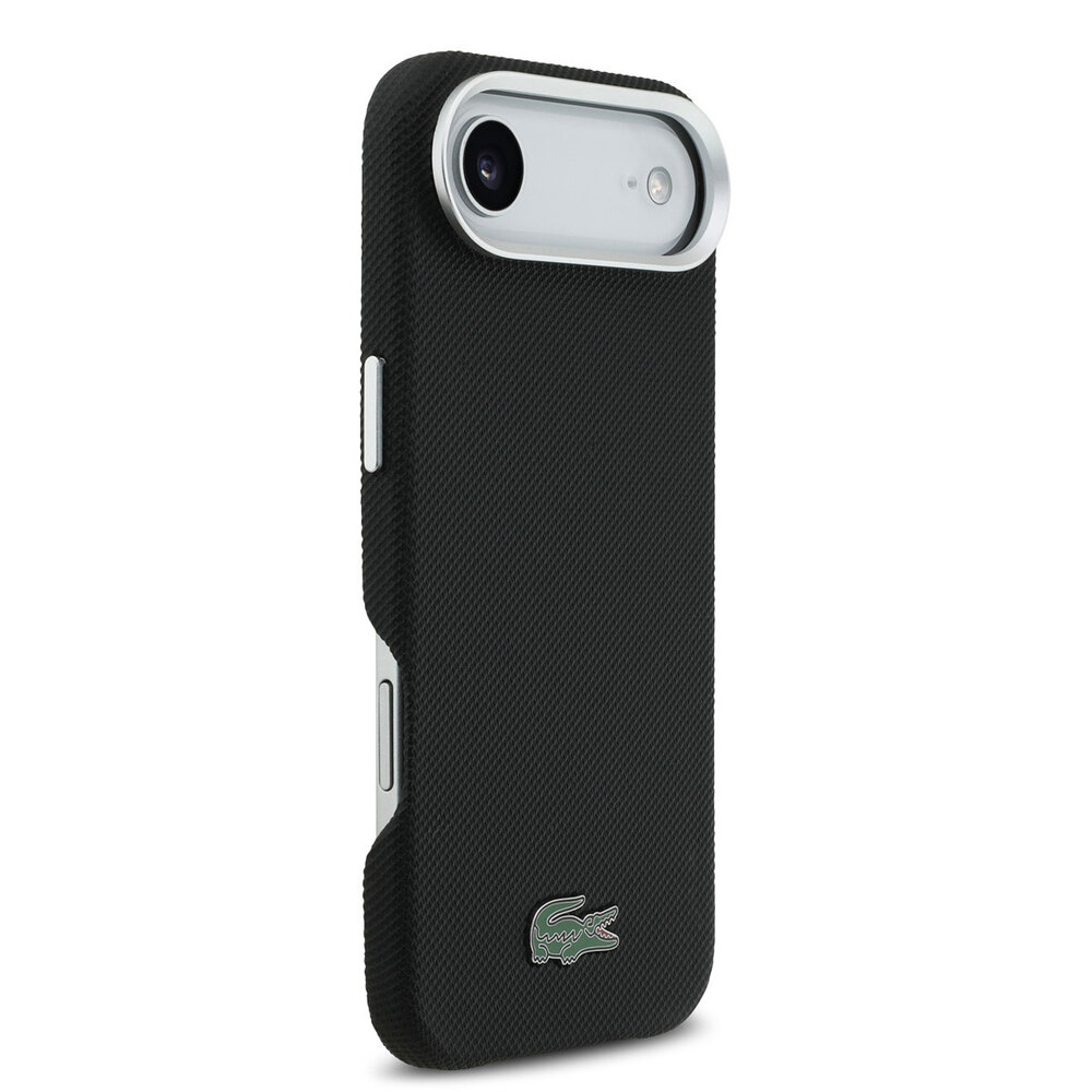 Lacoste Lacoste iPhone 17 Air Backcover hoesje - MagSafe - Metal Edges - Iconic Petit Pique Logo - Zwart