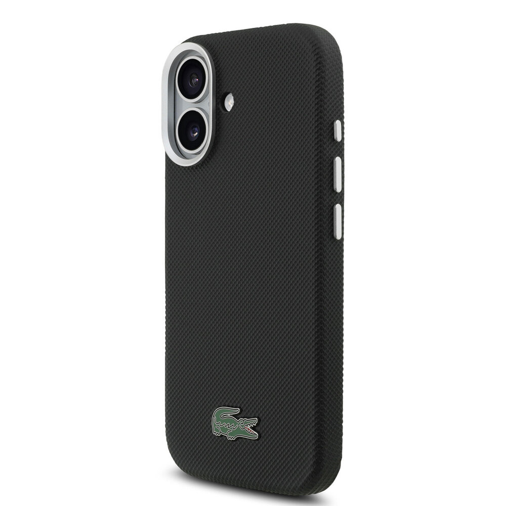 Lacoste Lacoste iPhone 17 Backcover hoesje - MagSafe - Metal Edges - Iconic Petit Pique Logo - Zwart
