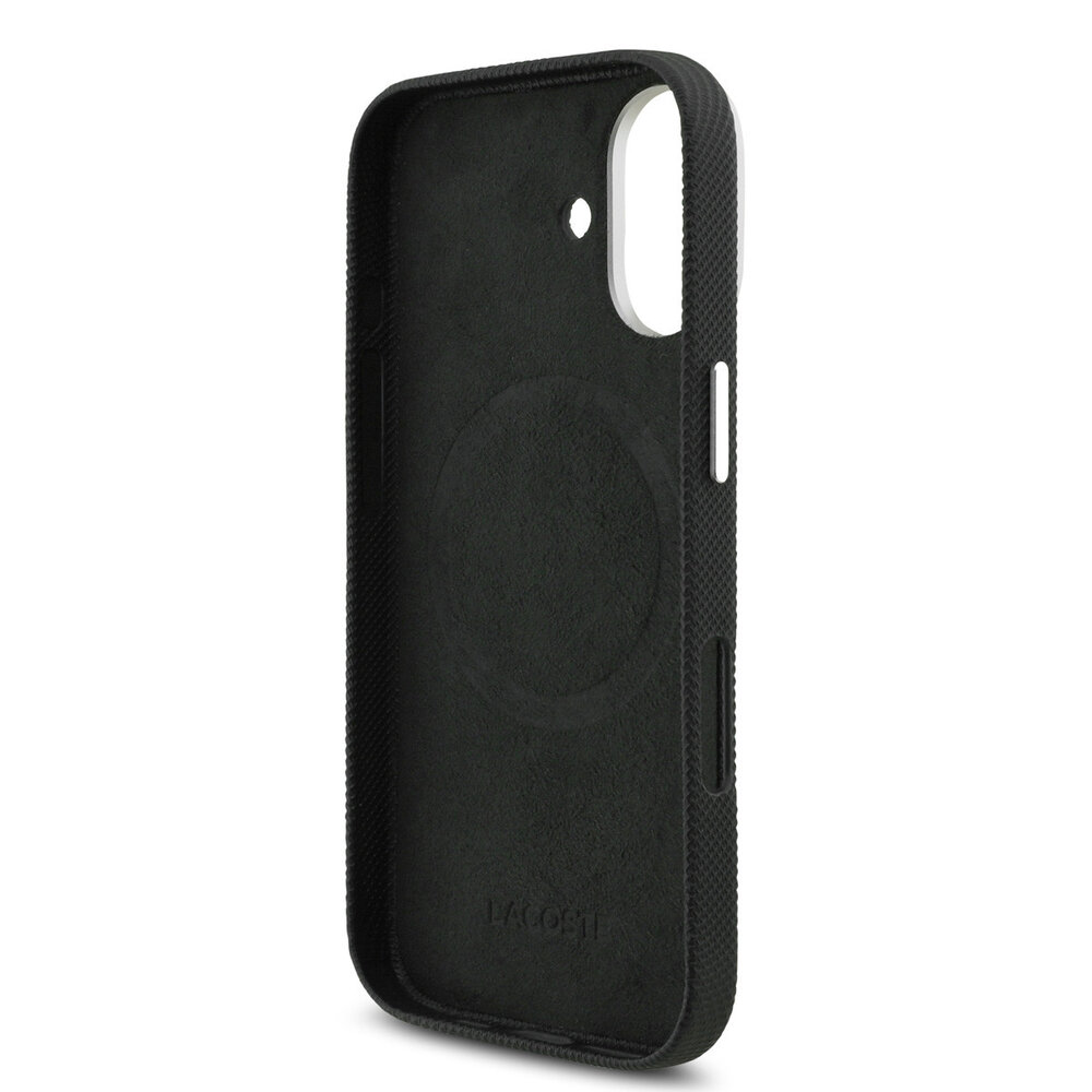 Lacoste Lacoste iPhone 17 Back-Cover hul - MagSafe - Metal Edges - Iconic Petit Pique Logo - Schwarz