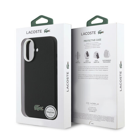 Lacoste Lacoste iPhone 17 Back cover coque - Noir - MagSafe - Metal Edges - Iconic Petit Pique Logo Lacoste Lacoste iPhone 17 Back cover coque - Noir - MagSafe - Metal Edges - Iconic Petit Pique Logo