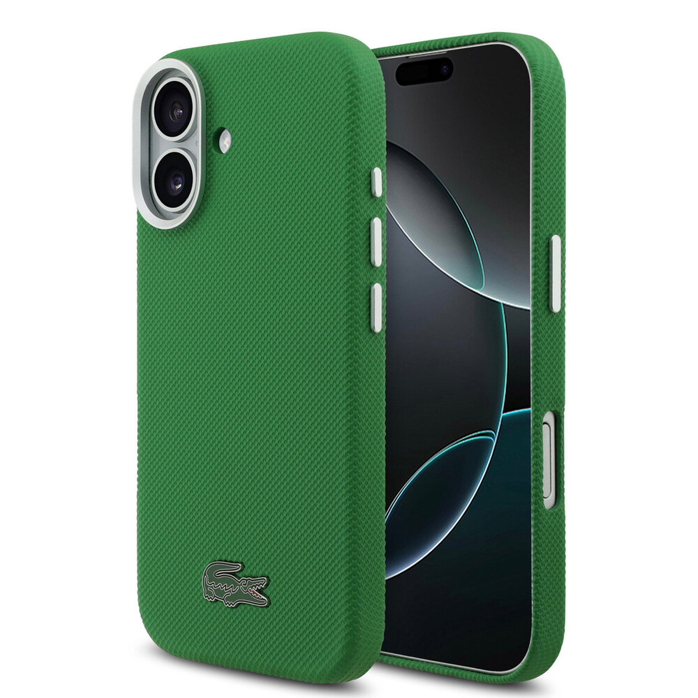 Lacoste Lacoste iPhone 17 Back cover case - MagSafe - Metal Edges - Iconic Petit Pique Logo - Estragon Green