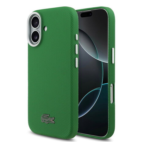 Lacoste Lacoste iPhone 17 Back cover case - MagSafe - Metal Edges - Iconic Petit Pique Logo - Estragon Green