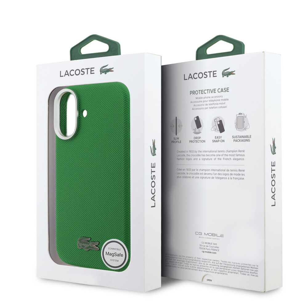 Lacoste Lacoste iPhone 17 Back cover case - MagSafe - Metal Edges - Iconic Petit Pique Logo - Estragon Green