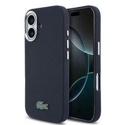 Lacoste iPhone 17 Backcover hoesje - MagSafe - Metal Edges - Iconic Petit Pique Logo - Navy