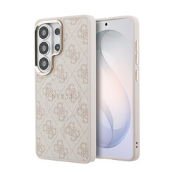 Guess Galaxy S26 Ultra Backcover hoesje - Magsafe PU Leather - 4G Classic Logo - Gold Edge - Roze