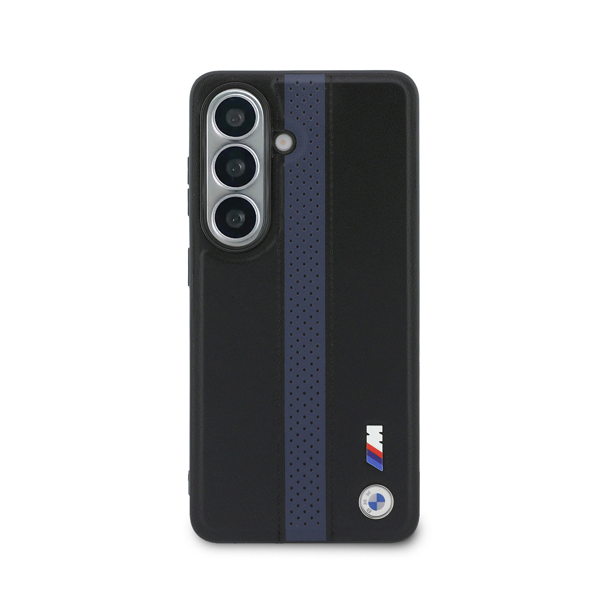 BMW BMW Galaxy S26 Backcover hoesje - MagSafe PU Leather - Perforated Blue Stripe - Zwart, foto 3 van 6