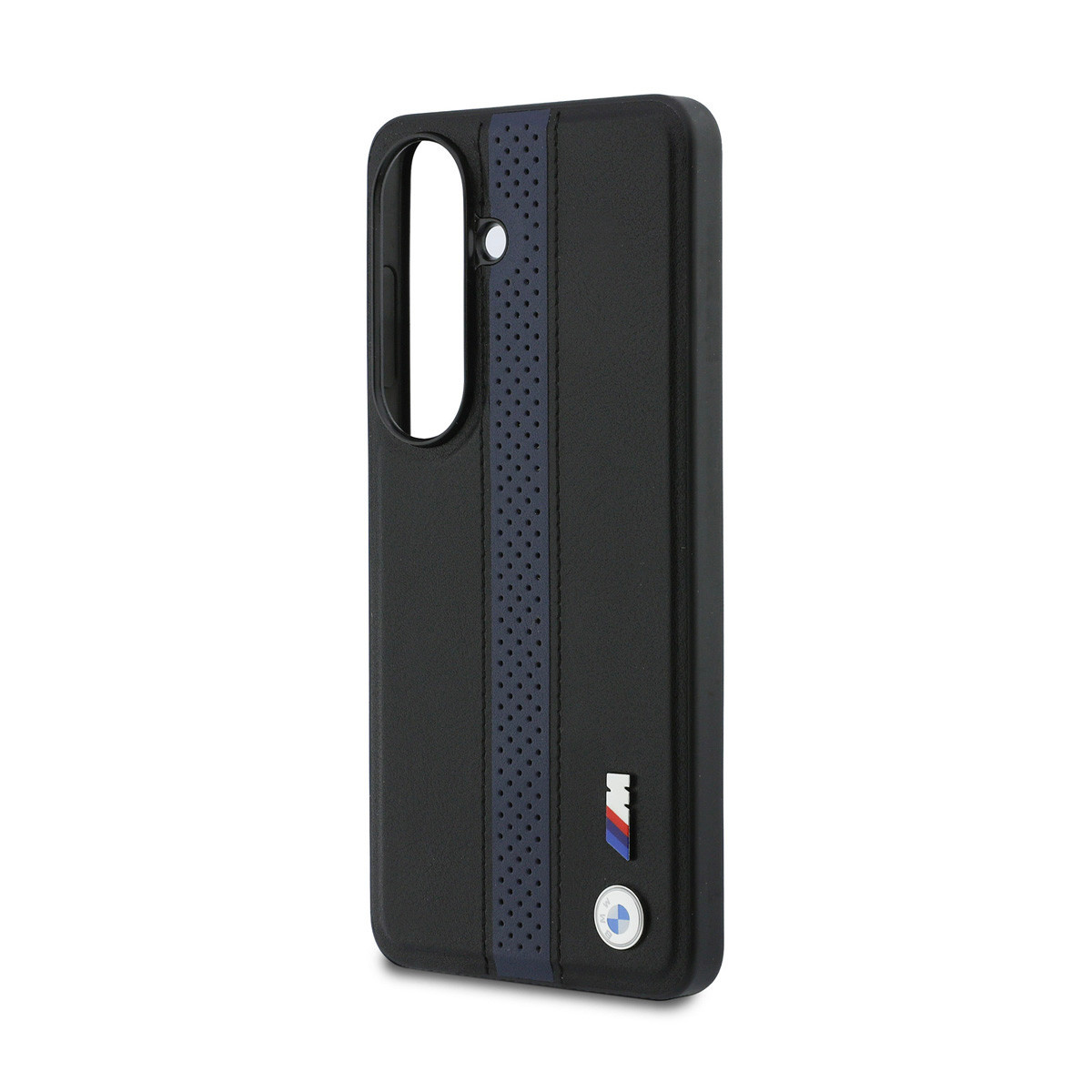 BMW BMW Galaxy S26 Backcover hoesje - MagSafe PU Leather - Perforated Blue Stripe - Zwart, foto 5 van 6