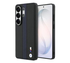 BMW BMW Galaxy S26 Ultra Back cover case - MagSafe PU Leather - Perforated Blue Stripe - Black