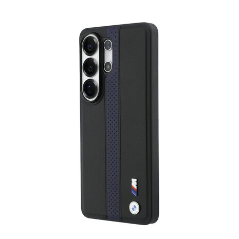 BMW BMW Galaxy S26 Ultra Back cover coque - MagSafe PU Leather - Perforated Blue Stripe - Noir BMW BMW Galaxy S26 Ultra Back cover coque - MagSafe PU Leather - Perforated Blue Stripe - Noir