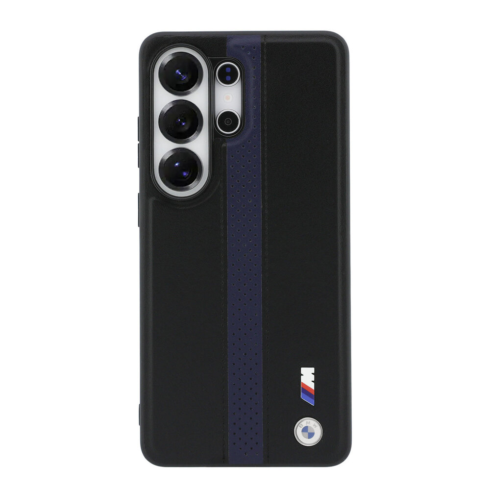 BMW BMW Galaxy S26 Ultra Back cover coque - MagSafe PU Leather - Perforated Blue Stripe - Noir BMW BMW Galaxy S26 Ultra Back cover coque - MagSafe PU Leather - Perforated Blue Stripe - Noir