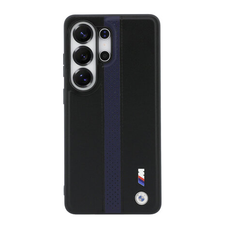 BMW BMW Galaxy S26 Ultra Back cover case - MagSafe PU Leather - Perforated Blue Stripe - Black