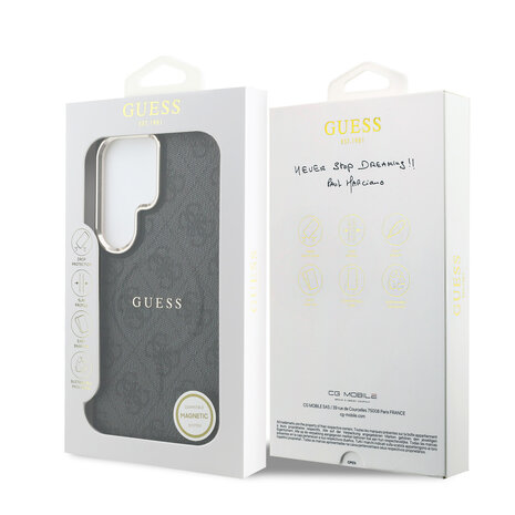 Guess Guess Galaxy S26 Ultra Backcover hoesje - Magsafe PU Leather - 4G Classic Logo - Gold Edge - Zwart