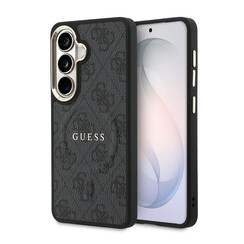 Guess Galaxy S26 Backcover hoesje - Magsafe PU Leather - 4G Classic Logo - Gold Edge - Zwart