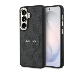 Guess Guess Galaxy S26 Back cover coque - Magsafe PU Leather - 4G Classic Logo - Gold Edge - Noir