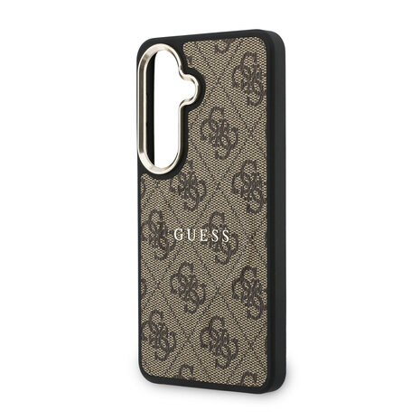 Guess Guess Galaxy S26 Backcover hoesje - Magsafe PU Leather - 4G Classic Logo - Gold Edge - Bruin