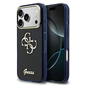 Guess Guess iPhone 17 Pro Max/iPhone 18 Pro Max Coque arrière 4G logo manuscrit métallique Bord argenté - Bleu marine