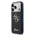 Guess Guess iPhone 17 Pro Max/iPhone 18 Pro Max Handyhülle 4G Schriftzug aus Metall Silberfarbener Rand - Marineblau
