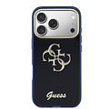 Guess Guess iPhone 17 Pro Max/iPhone 18 Pro Max Handyhülle 4G Schriftzug aus Metall Silberfarbener Rand - Marineblau