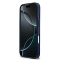 Guess Guess iPhone 17 Pro Max/iPhone 18 Pro Max Handyhülle 4G Schriftzug aus Metall Silberfarbener Rand - Marineblau