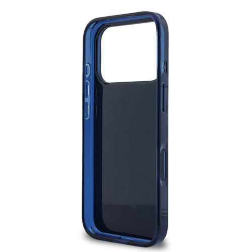 Guess Guess iPhone 17 Pro Max/iPhone 18 Pro Max Handyhülle 4G Schriftzug aus Metall Silberfarbener Rand - Marineblau