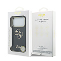 Guess Guess iPhone 17 Pro Max/iPhone 18 Pro Max Handyhülle 4G Schriftzug aus Metall Silberfarbener Rand - Marineblau