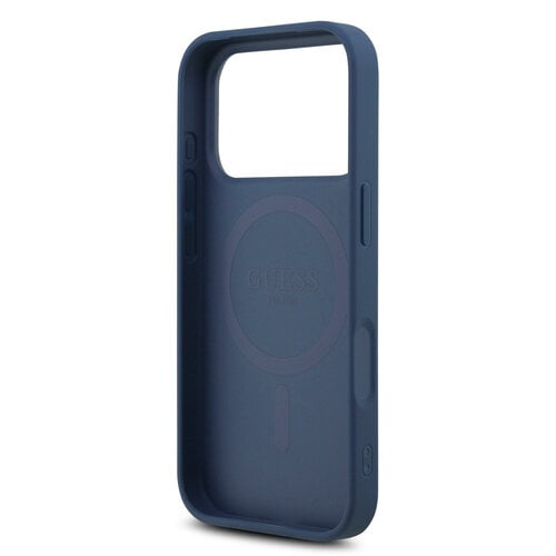 Guess Guess iPhone 17 Pro/iPhone 18 Pro Handyhülle MagSafe Kleines 4G-Motiv und klassisches Metalllogo - Blau